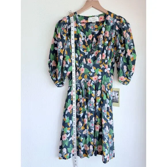 NEW Trovata Birds of Paradis Silk-Blend Gia Dress in Wild Hibiscus Print Size XS - Picture 11 of 15